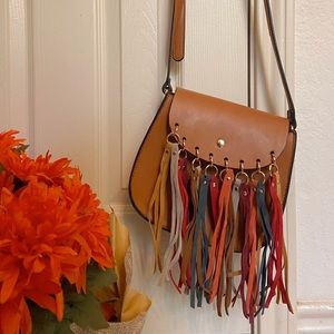 Mellow world faux leather fringe crossbody purse